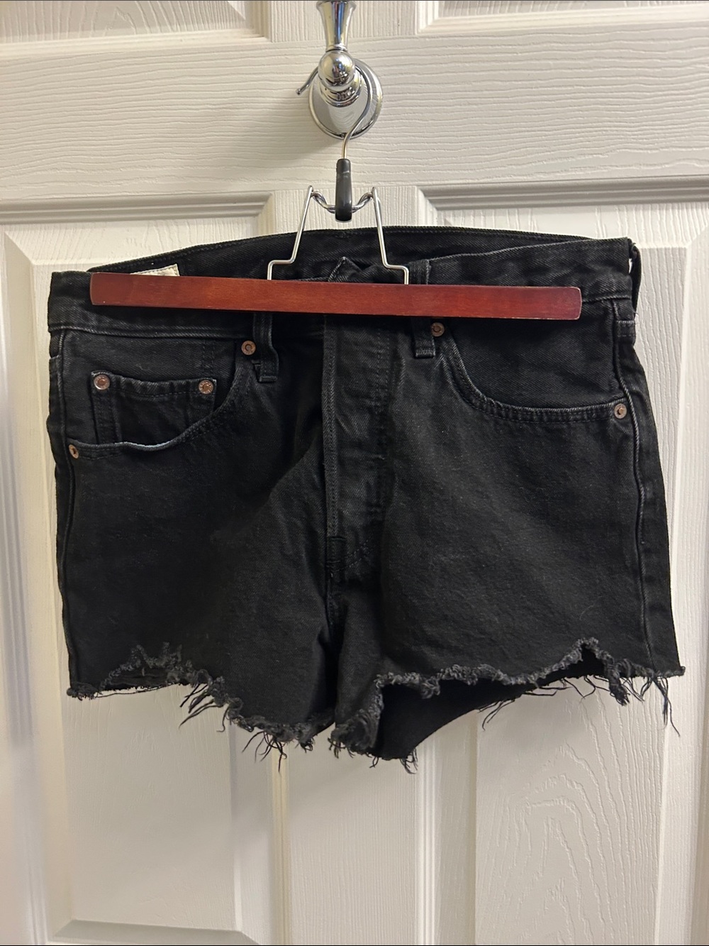 Levi's Black Distressed Cutoff Jean Shorts